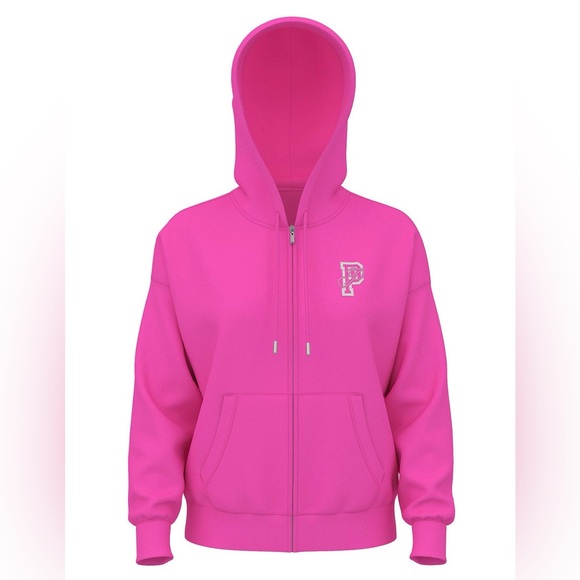 VS PINK LIMITED EDITION IVY FLEECE FULL ZIP HOODIE SLEIGH QUEEN BLING NWT HTF M - Picture 4 of 6